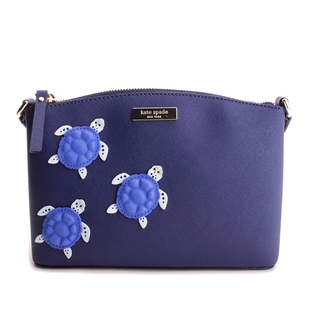💙KATE SPADE Under the Sea Turtle Millie Tortoise shoulder bag navy turtles $425